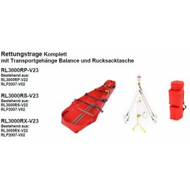 Kohlbrat & Bunz ROLL UP 3000RX- V23 Rettungstrage mit BALANCE- Aufhängung und Transportrucksack
